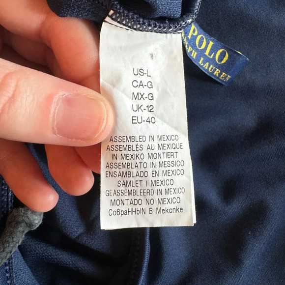 Polo Ralph Lauren Swimsuit Size Large Navy Blue One Piece Scoop Back Ruffle Pony - Picture 11 of 16